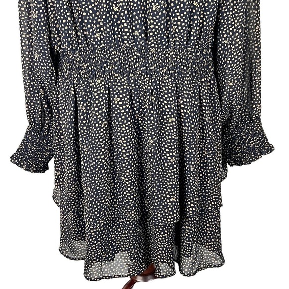 VERY J ANIMAL PRINT‎ RUFFLE V-NECK SMOCKED WAIST TIERED DRESS BLUE/GOLD 3XL NWT - Picture 9 of 15